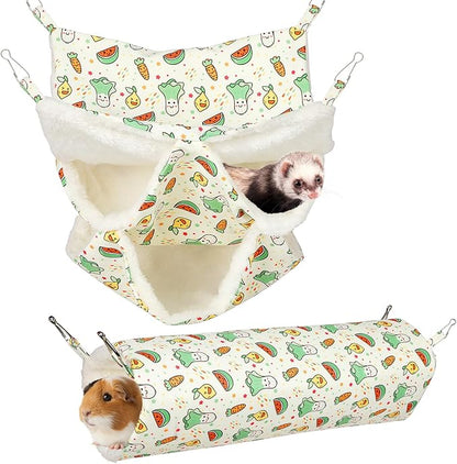2 Pack 3 Tier Ferret Hammock, Guinea Pig Hammock Ferret Hanging Hammock Guinea Pig Accessories for Small Animals, Guinea Pig, Ferret, Kitten, Squirrel, Chinchilla, Parrot