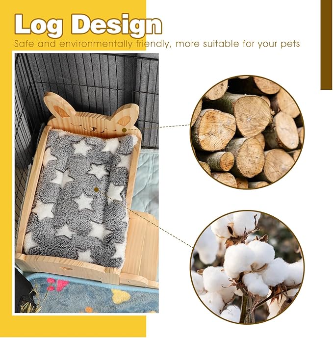 Rypet Wooden Guinea Pig Bed with Stairs and Mat Cozy Small Animals Cushion Bed Detachable Small Pet Hut Habitats for Guinea Pig Dwarf Rabbit Chinchillas Hamster Ferret