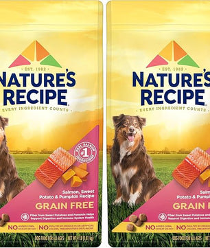 Nature′s Recipe Grain Free Salmon, Sweet Potato & Pumpkin Recipe Dry Dog Food, 4 lb. Bag (Pack of 2)