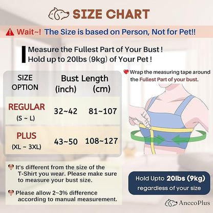 Dog Carrier for Small Dogs, Front Facing Dog Carrier Sling, Hands Free Cat Sling, Size Adjustable, Reducing Back Pain, Soft Cotton, Premium Dog Sling Carrier (Regular, Charcoal Black)