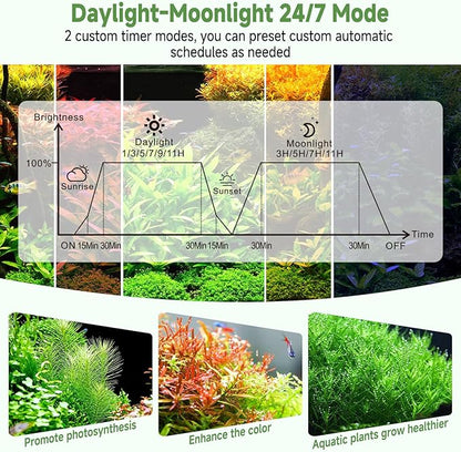 hygger LED Aquarium Light with Timer, 40W Full Spectrum Fish Tank Plant Growth Lamp, 24 H Remote Control, Adjustable Brightness & 10 Colors, Extendable Bracket, Power-Off Memory, Fits 36-48 Inch Tank