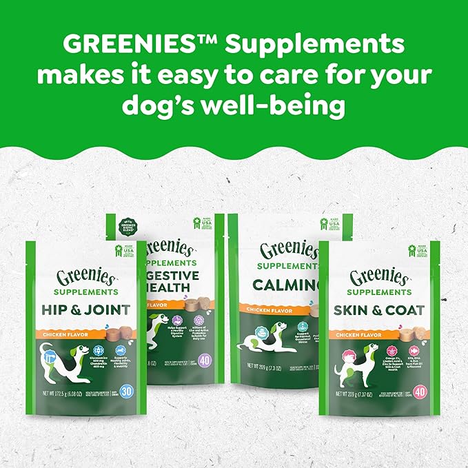 Greenies Supplements Calming Chews for Dogs Chicken Flavor, 7.3 oz. Container of 40 ct.