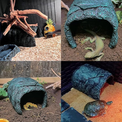 BNOSDM Large Reptile Hideout, Tortoise Hide, Bearded Dragon Hideout Cave Shelter, Resin Turtle Basking Platform, Reptiles Habitat Decor Tank Accessories for Lizards Geckos Snakes Chameleons Frogs
