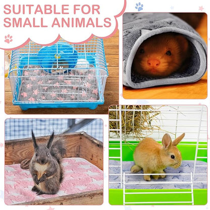 Tudomro 8 Pcs Guinea Pig Bedding Cage Liners Bulk Blankets Small Animal Flannel Throw Bedding Waterproof Absorbent Reusable Pet Pee Sleep Mat Pad Cover for Hamster Ferret(Big Star,12 x 12 Inch)