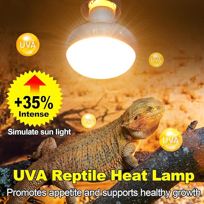 MIXJOY 100W Reptile Heat Lamp Bulb Combo, 2PCS Day & Night Reptile Heat Bulbs, UVA Daylight Intense Heat Basking Bulb Infrared Heat Light Bulb for Reptiles, Lizard, Tortoise, Bearded Dragon Chickens