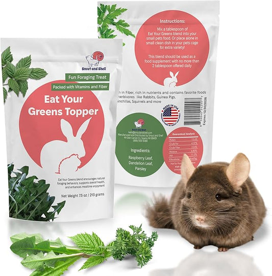 Snout and Shell 7 oz Eat Your Greens Topper – Natural Foraging Treat for Rabbits, Guinea Pigs & Chinchillas