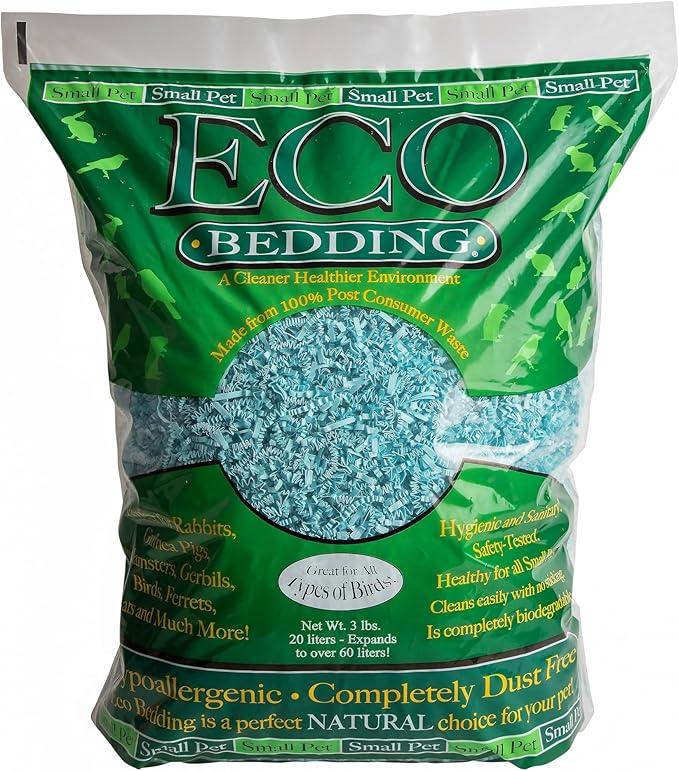 ECO BEDDING 99% Dust Free Paper Bedding for Small Pets and Birds, Blue, 1.5 lb (Expands to 30 L)