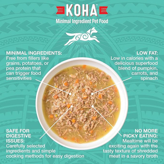 KOHA Pure Shreds Duck Entrée for Dogs, 12.5oz Cans (Pack of 12)