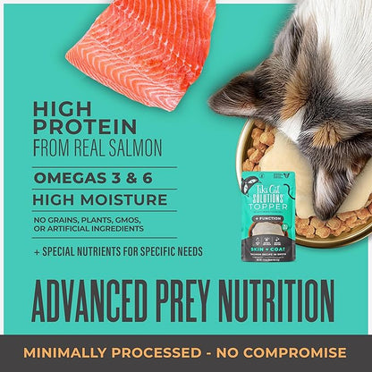 Tiki Cat Solutions Topper Multipack, Skin Coat, Salmon Recipe in Broth, 1.5 oz. Pouch (12 Pack)