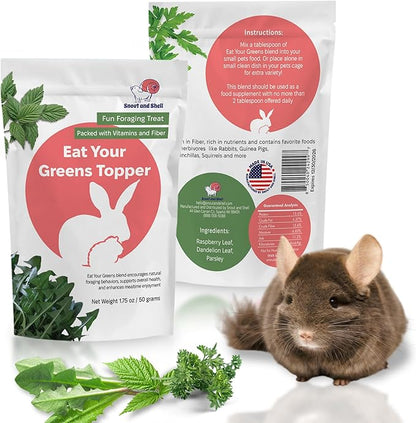 Snout and Shell 1.75 oz Eat Your Greens Topper – Natural Foraging Treat for Rabbits, Guinea Pigs & Chinchillas