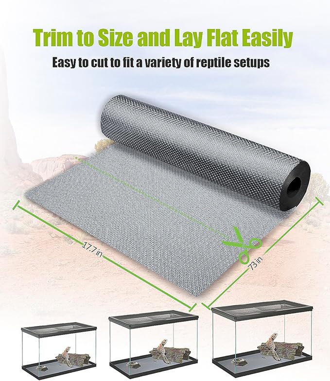 Bearded Dragon Tank Accessories, Reptile Substrate Floor, Leopard Gecko Tank Liner Mat for 40 Gallon, 20 Gallon, 50 Gallon,75 Gallon Lizard Tank, Grey