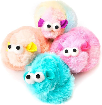 CHIWAVA 4 Packs 15 Inch Long Soft Plush Cat Toys Mice with Bell Rustle Sound Small Mouse Activity Interactive Toy