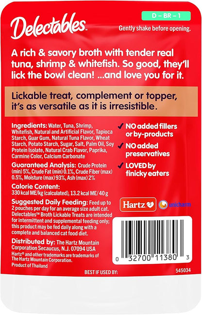 Hartz Delectables Savory Broths Variety Lickable Wet Cat Treats, 12 Count