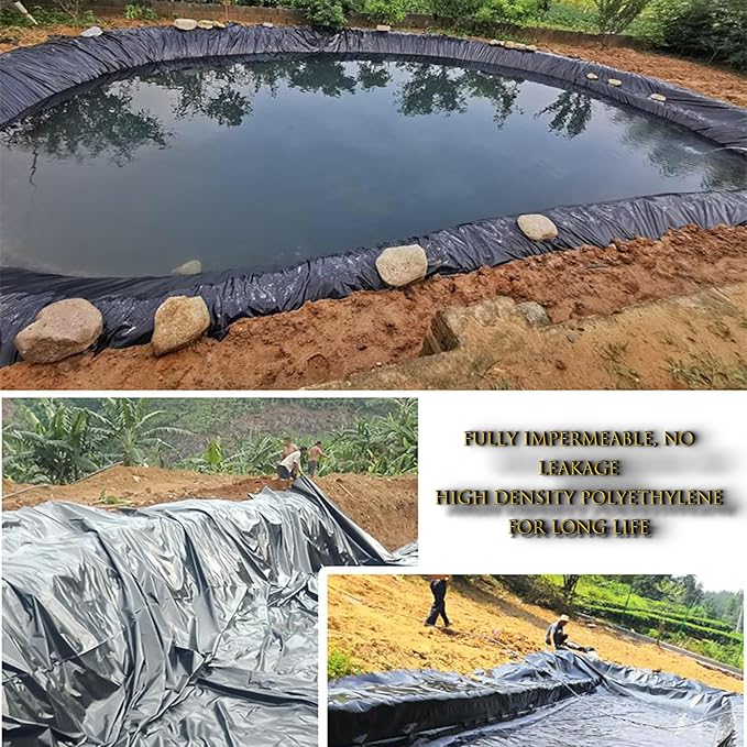 HDPE Pond Liner Garden Pool Waterproof Membrane Durable Flexible Fish Pond Preformed Liners for Fishponds Ponds Protection Reinforced Landscaping(Size:9 * 9m,Color:20S)