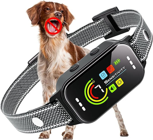 JEUJE Dog Bark Collar,Bark Collar for Large Medium Small Dogs,Anti Barking Training Collar with 7-Level Sensitivity + 5 Safety Modes Humane Training System