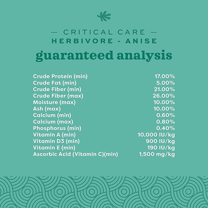 Oxbow Critical Care Herbivore, Emergency Guinea Pig Food, Rabbit Food for Recovery, Natural Anise Flavor, Veterinary Formula, Critical Care for Guinea Pig Emergency Kit, 141 gram bag