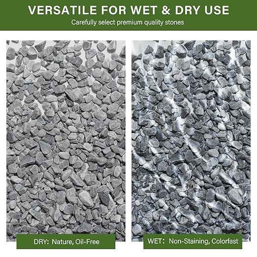 NUPICK 12 lbs Pebbles for Indoor Plants, 3/8 Inch Pea Gravel for Fish Tank, Decorative Rocks for Succulent, Natural River Stones for Vases, Cactus, Landscaping, Bird Bath, Aquarium, Grey