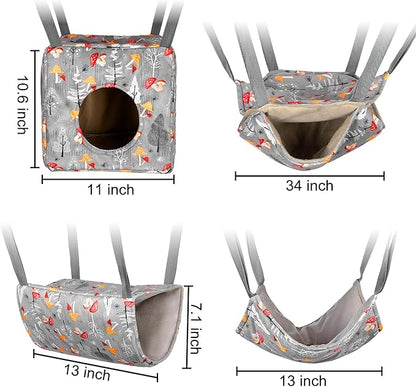 Glittme Ferret Hammock 4 Pack Ferrets Cage Accessories Washable Rat Hammock on Ferrets Cage Soft Guinea Pig hammocks for Rat, Sugar Glider, Squirrel, Guinea Pig