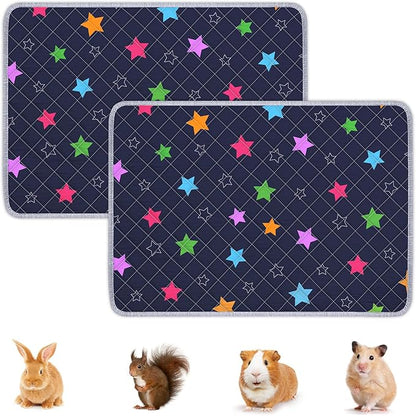 2 Pack Guinea Pig Bedding, Washable Guinea Pig Cage Liner Reusable Guinea Pig Mat Waterproof Guinea Pig Bedding for Cage, Super Absorbant Guinea Pig Pee Pads for Small Animals Hamster Rabbit Squirrel