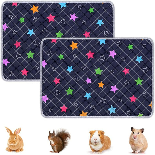 2 Pack Guinea Pig Bedding, Washable Guinea Pig Cage Liner Reusable Guinea Pig Mat Waterproof Guinea Pig Bedding for Cage, Super Absorbant Guinea Pig Pee Pads for Small Animals Hamster Rabbit Squirrel