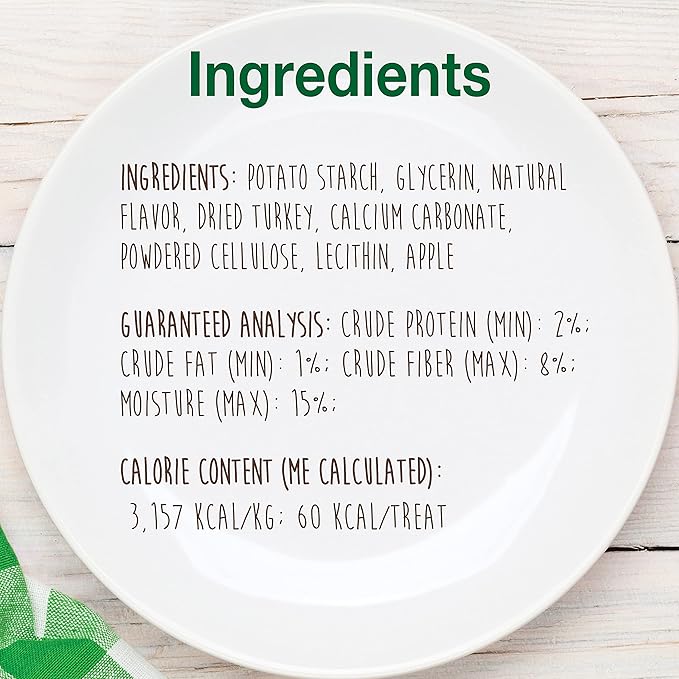 Nylabone Healthy Edibles Natural Dog Chews Long Lasting Chew Treats for Dogs, Turkey & Apple Flavor, X-Small/Petite (12 Count)