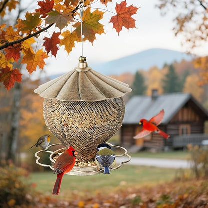 MYITYARD Bird Feeders for Outdoors, Large Capacity Metal Hanging Bird Feeder, Easy Fill Wild Bird Feeders for Garden Yard Decorative, Attracting Wild Birds, Vintage Bronze
