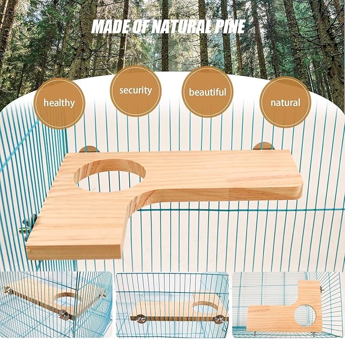 Squirrel Gerbil Chinchilla and Dwarf Hamster L-Shaped Pedal Wooden Platform, 3 Pieces of Natural Wooden Parrot HamsterStanding and Jumping Board,for Rat Activity Chinchilla Bird Cage Accessories (H01)