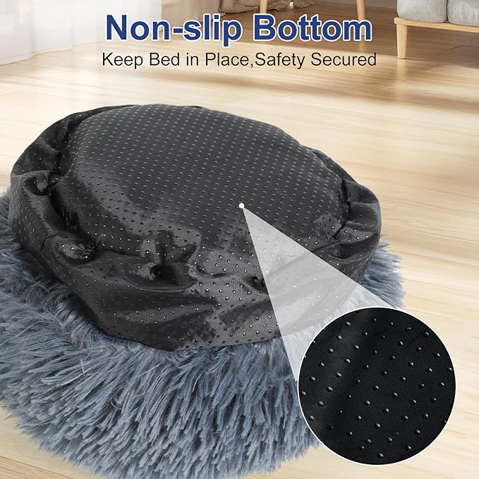 Soothing Guinea Pig Hideout, Doughnut Guinea Pig Bed with Hooded Cover, Washable Hamster Rabbit Bunny Bed, Washable Round Cave Beds for Small Animal Bunny Rabbit Hideout (Black)