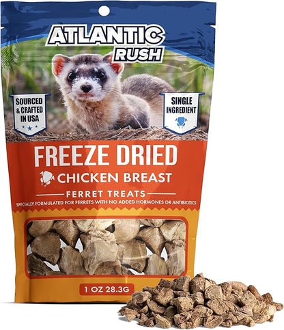 Freeze Dried Small Pet Treats - 1oz Resealable Bag of Treats for Ferrets - Ferret Snacks - Single Ingredient Ferret Food With No Preservatives Or Fillers- Small Animals Treats (1oz, Chicken Breast)