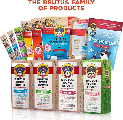Brutus Broth Skin and Coat Meal Toppers for Dogs Mega Pack (Salmon Flavor) - Vegetable Broth Powder with Omegas 3, 6 & 9 - Dog Food Toppers for Dry Food - Makes 130oz of Liquid Bone Broth