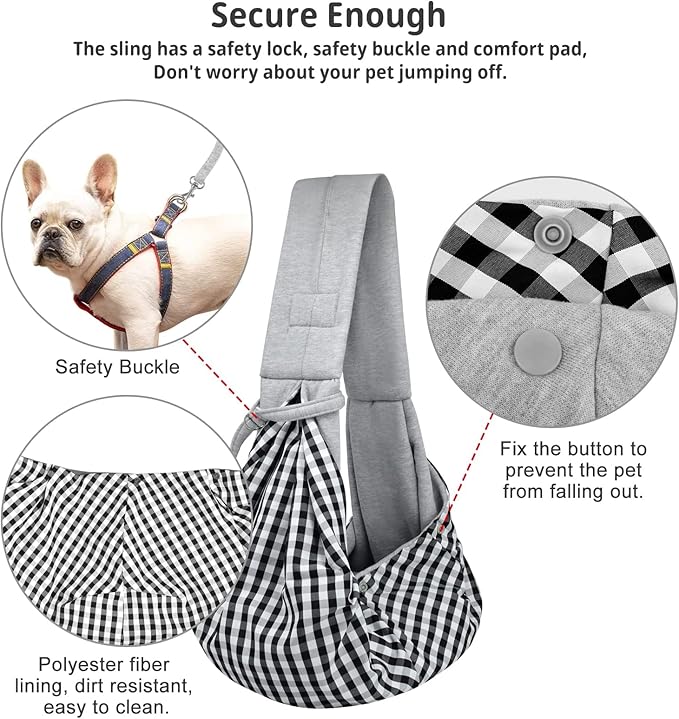 CUBY Dog and Cat Sling Carrier - Hands Free Reversible Pet Papoose Bag - Soft Pouch and Tote Design - Suitable for Puppy, Small Dogs Cats Outdoor (Classic Grey)