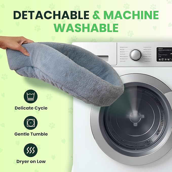 Zayana Cat Desk Bed Attachment - 360° Rotating & Adjustable Height Cat Bed Desk Mount with Soft Faux Fur Washable Cover, Space Saver Hammock for Home Office & Gaming Table, Supports Up to 45 lb, Grey