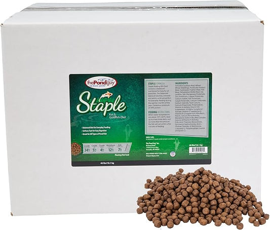 The Pond Guy Staple Fish Food for Backyard Koi & Goldfish, Choice Floating Pellets for Fish Wellness & Health, Smart Nutrition for Clean Ponds, 40 lbs