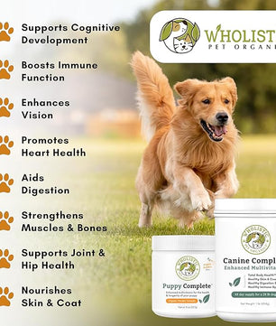 Wholistic Pet Organics Canine Complete - Dog Multivitamin Powder - 1 Lb - Daily Dog Vitamins and Supplements for Homemade Food - Immune System, Skin, Coat & Overall Health - Small and Large Breed