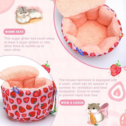 Maitys 2 Pcs Hanging Rat Hammock Guinea Pig Bedding Soft Warm Ferret Cage Accessories Small Animal Play Sleep Bed for Sugar Glider Hamster Chinchilla Mice Squirrel