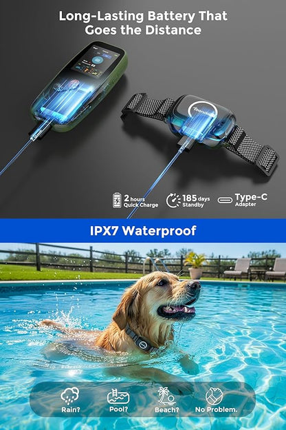 T800 Pro Wireless Dog Fence for 2 Dogs Zero Delay Response Electric Fence for 2 Dogs, Perimeter Pet Collar with Training & Bark Control, Safety-Lock HD Display Rechargeable Waterproof Portable