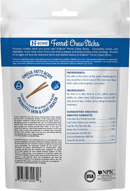 N-Bone Ferret Chew Sticks Bacon Flavor, 1.87-oz Bag