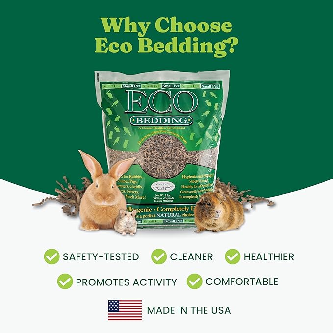 ECO BEDDING FiberCore, Dust Free Paper Bedding for Small Pets and Birds, 10 lb. Natural (expands to 250L)