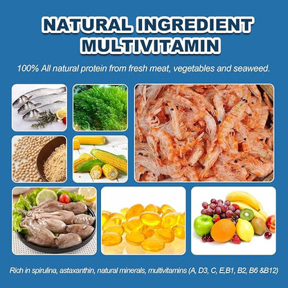 Betta Fish Food - Floating Patties Natural High Protein with 50% AntarcticKril,White Fish & Spirulina,Rich in Calcium for Betta's Vibrant Colors Fast Growth,Clean Water (4oz)