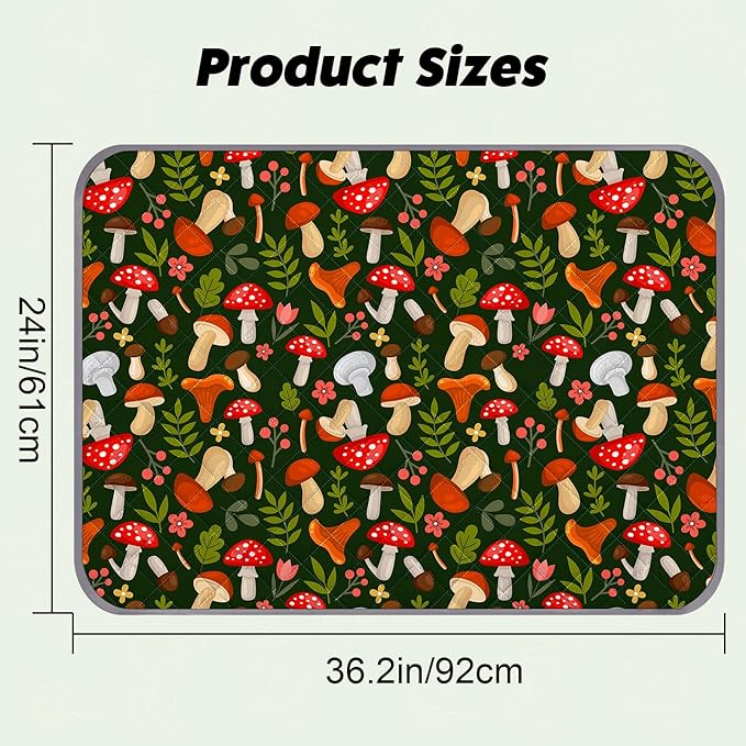 Bienbee Ferret Cage Liner Set for Ferret Nation & Critter Nation Cage, Waterproof Ferrets Cage Accessories for Small Animals Rats Chinchillas Hedgehogs Ferrets(Green Mushroom,Bottom Pan Liner)