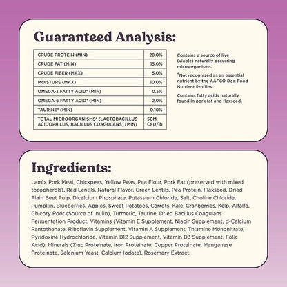 Brave Probiotic Dog Food Dry, Lamb, 4lb Bag, Allergy and Gut-Friendly Adult Kibble for Digestive Health with Grass-Fed Lamb, 20 Plant Based Superfoods, Poultry and Grain Free