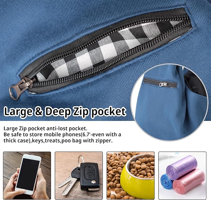 CUBY Dog and Cat Sling Carrier - Small Dog Carrier Sling with Adjust Strap & Zip Pocket, Hands Free Soft Dog Slings for Small Dogs Cats Puppy Pets Outdoor Travel Safety Purse Bag (Navy Blue)