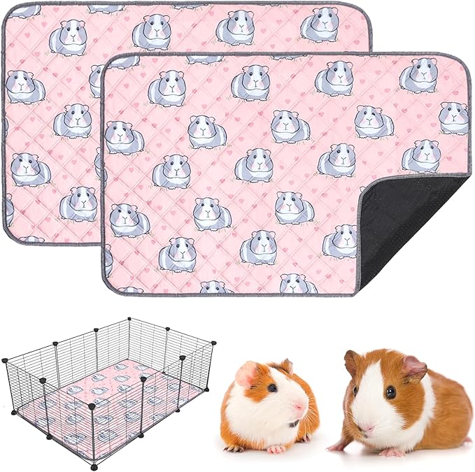Guinea Pig Cage Liners Waterproof Guinea Pig Pee Pads, Digital Print Washable Reusable & Anti Slip Guinea Pig Bedding Fast and Super Absorb Water for Small Animals Rabbit Hamster Rat