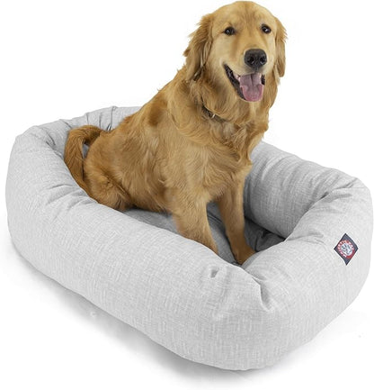 Majestic Pet 52 Inch Bagel Calming Dog Bed Washable – Cozy Soft Round Dog Bed with Spine Support for Dogs to Rest Their Head - Fluffy Donut Dog Bed 52x35x11 (Inch) - Round Pet Bed X-Large – Gray
