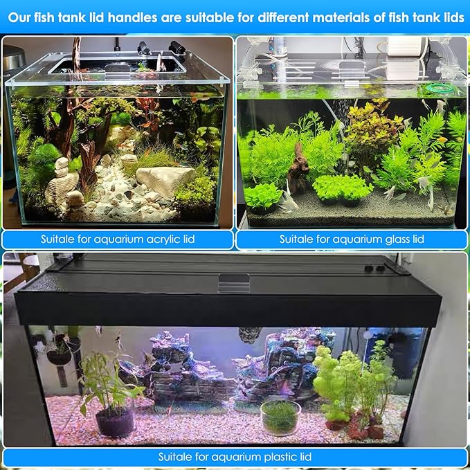 6pcs aquarium lid hinge acrylic fish tank glass canopy handle fish tank hood top cover replacement double tape pull handle