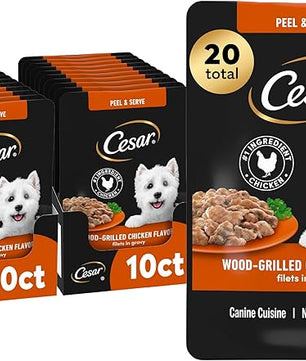 Cesar Filets in Gravy Wet Dog Food Wood-Grilled Chicken Flavor, 1.76 oz. Mini-Pouch (20 Count, Pack of 1)