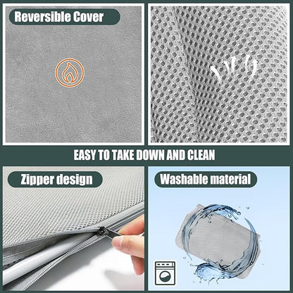 Sunhoo 2PCS Cat Window Hammock Perch Cordless Window Sill Seat Bed Foldable Kitty Lounger Indoor Cats Shelf Stable Upgraded Suction Cup Easy Assembly 20.5 * 11.8in Hold Up to 55lbs (Grey, M)