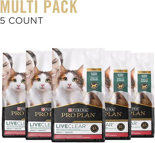 Purina Pro Plan Allergen Reducing, Sensitive Skin & Stomach, High Protein Cat Food, LIVECLEAR Turkey and Oatmeal Formula - 5.5 lb. Bag