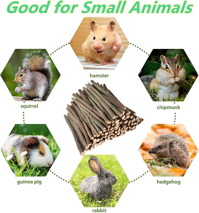 Rabbit Toys,400g Bunny Chew Apple Sticks,100% Organic Natural Hamster Molar Treat,Guinea Pig Food Snack Stuff for Clean Teeth Pet Squirrel Rat Chinchilla Hedgehog Gerbil