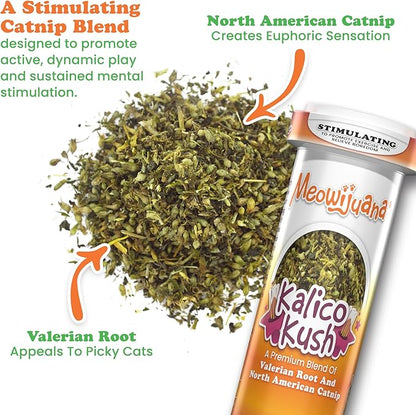 Meowijuana Get Baked Bundle | Get Baked Cookie Refillable Toy, King Size Catnip Joints, and Kalico | Hand Harvested and Rolled Dried High Potency Catnip | Grown in North America